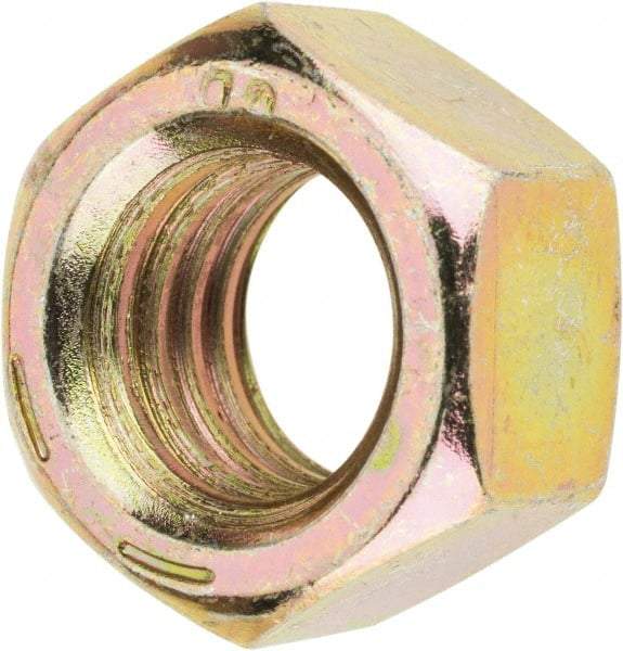 Value Collection - 1/2-13 UNC Steel Right Hand Hex Nut - 3/4" Across Flats, 7/16" High, Zinc Yellow Dichromate Finish - Top Tool & Supply