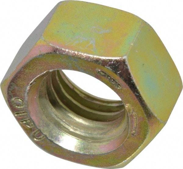 Value Collection - 9/16-12 UNC Steel Right Hand Hex Nut - 7/8" Across Flats, 31/64" High, Zinc Yellow Dichromate Finish - Top Tool & Supply