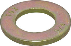 Value Collection - 3/4" Screw, Grade 8 Steel SAE Flat Washer - 13/16" ID x 1-1/2" OD, 9/64" Thick, Zinc Yellow Dichromate Finish - Top Tool & Supply