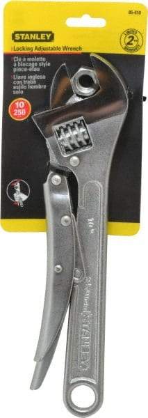 Stanley - 10" Locking Adjustable Wrench - Chrome Vanadium Steel, Chrome Finish - Top Tool & Supply