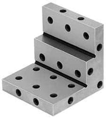 Suburban Tool - 3" Wide x 2-3/4" Deep x 3" High Steel Precision-Ground Angle Plate - Stepped Plate, Machined Holes on Surface, Open End, 9/16" Thick, Single Plate - Top Tool & Supply