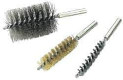 Value Collection - 2-1/2" Diam Helical Steel Tube Brush - Single Spiral, 0.012" Filament Diam, 4" Brush Length, 7" OAL, 1/2-12 Male Shank - Top Tool & Supply