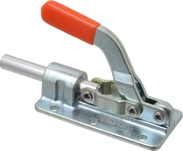 Lapeer - 800 Lb Load Capacity, Flanged Base, Carbon Steel, Standard Straight Line Action Clamp - 6 Mounting Holes, 0.28" Mounting Hole Diam, 1/2" Plunger Diam, Straight Handle - Top Tool & Supply