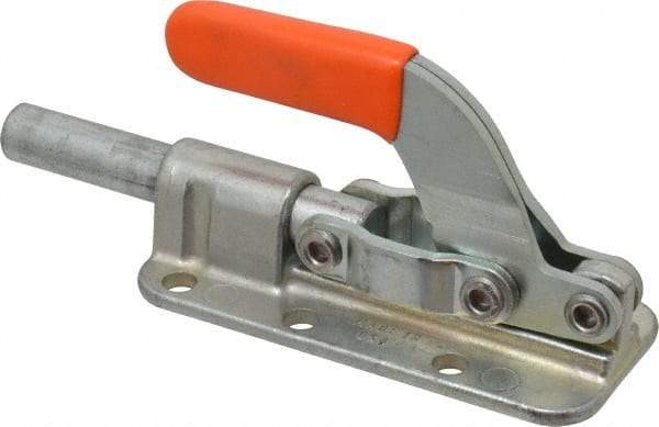 Lapeer - 2,500 Lb Load Capacity, Flanged Base, Carbon Steel, Standard Straight Line Action Clamp - 6 Mounting Holes, 0.34" Mounting Hole Diam, 5/8" Plunger Diam, Straight Handle - Top Tool & Supply