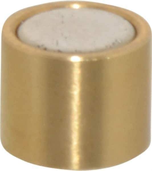 Mag-Mate - 5/16" Diam x 1/4" High, 1 Lb Average Pull Force, 2 Lb Max Pull Force, Neodymium Rare Earth Shielded Magnet - Brass Shield, 0.032" Shielding Wall Thickness - Top Tool & Supply