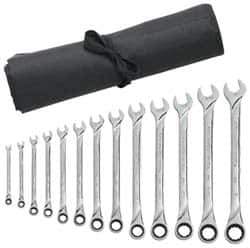 GearWrench - 13 Piece, 1/4" to 1", 12 Point Combination Wrench Set - Inch Measurement Standard, Full Polish Finish, Comes in Vinyl Pouch - Top Tool & Supply