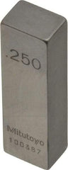 Mitutoyo - 0.25" Rectangular Steel Gage Block - Accuracy Grade AS-1, Includes Certificate of Inspection - Top Tool & Supply