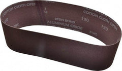 Norton - 3" Wide x 24" OAL, 120 Grit, Aluminum Oxide Abrasive Belt - Aluminum Oxide, Fine, Coated, X Weighted Cloth Backing, Series R228 - Top Tool & Supply