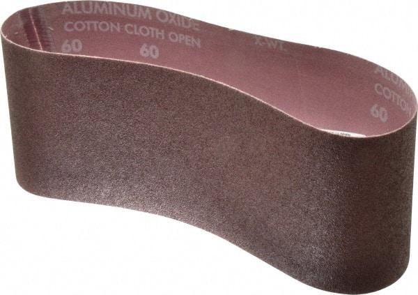 Norton - 4" Wide x 24" OAL, 60 Grit, Aluminum Oxide Abrasive Belt - Aluminum Oxide, Medium, Coated, X Weighted Cloth Backing, Series R228 - Top Tool & Supply