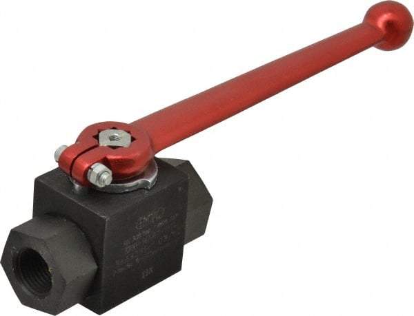 HYDAC - 1/2" Pipe, Carbon Steel Standard Ball Valve - 1 Piece, FNPT x FNPT Ends, Lever Handle, 5,800 WOG - Top Tool & Supply