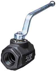 HYDAC - 3/8" Pipe, Carbon Steel Standard Ball Valve - 1 Piece, SAE x SAE Ends, Lever Handle, 7,250 WOG - Top Tool & Supply