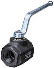 HYDAC - 1-1/4" Pipe, Carbon Steel Standard Ball Valve - 1 Piece, SAE x SAE Ends, Lever Handle, 5,000 WOG - Top Tool & Supply