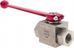 HYDAC - 1/2" Pipe, Stainless Steel Standard Ball Valve - 1 Piece, FNPT x FNPT Ends, Lever Handle, 5,800 WOG - Top Tool & Supply