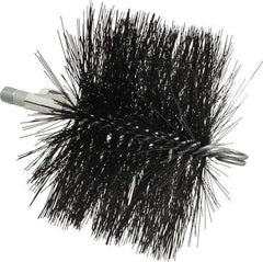 Schaefer Brush - 4-1/2" Brush Length, 6-1/2" Diam, Double Stem, Double Spiral Tube Brush - 7-1/2" Long, Tempered Steel Wire, 1/4" NPT Male Connection - Top Tool & Supply