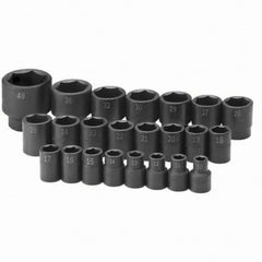 SK - 1/2" Drive Standard Impact Socket Set - 10 to 46mm, Metric Measurement Standard - Top Tool & Supply