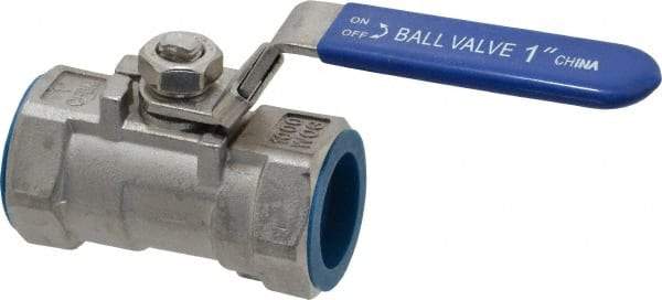 Value Collection - 1" Pipe, Standard Port, Stainless Steel Standard Ball Valve - 1 Piece, Inline - One Way Flow, FNPT x FNPT Ends, Lever Handle, 400 WOG - Top Tool & Supply