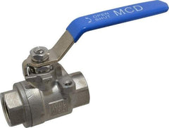 Midwest Control - 1/2" Pipe, Stainless Steel Standard Ball Valve - 2 Piece, Inline - One Way Flow, FNPT x FNPT Ends, Lever Handle, 1,000 WOG, 150 WSP - Top Tool & Supply