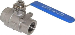 Midwest Control - 1" Pipe, Stainless Steel Standard Ball Valve - 2 Piece, Inline - One Way Flow, FNPT x FNPT Ends, Lever Handle, 1,000 WOG, 150 WSP - Top Tool & Supply