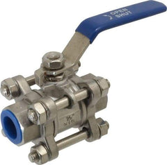 Midwest Control - 1/2" Pipe, Full Port, Stainless Steel Standard Ball Valve - 3 Piece, Inline - One Way Flow, FNPT x FNPT Ends, Lever Handle - Top Tool & Supply