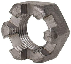 Value Collection - 1/2-20 UNF Grade 2 Steel Slotted Locknut - 3/4" Width Across Flats, 7/16" High, Uncoated - Top Tool & Supply