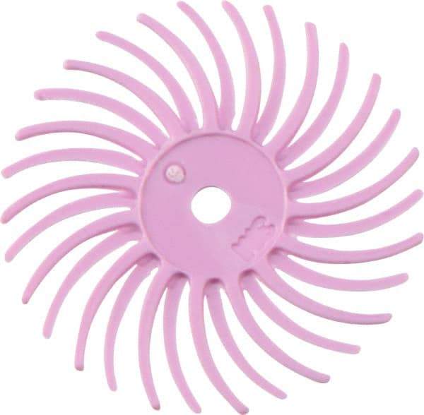 3M - 3/4" Diam, 1/16" Max Face Width, Shank Radial Bristle Brush - 400 Grit, Super Fine Grade, 35,000 Max RPM, Pink - Top Tool & Supply