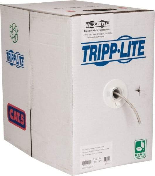 Tripp-Lite - Cat5e, 24 AWG, 350 MHz, Unshielded Network & Ethernet Cable - Gray, PVC, 1,000' OAL - Top Tool & Supply