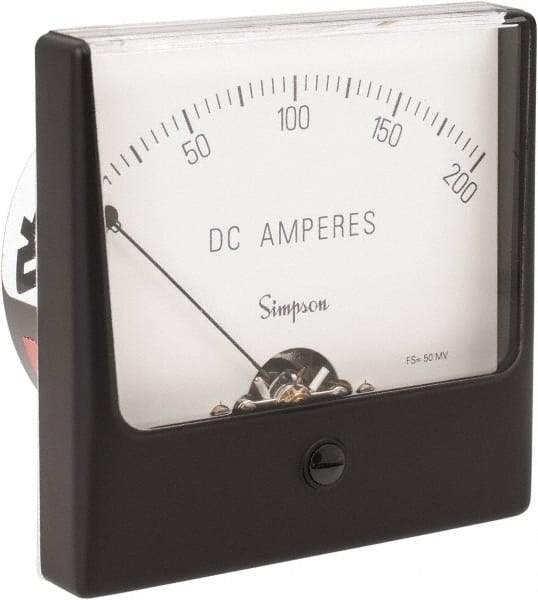 Simpson Electric - Analog, DC Ammeter, Panel Meter - 60 Hz, 10 Ohms at 60 Hz - Top Tool & Supply