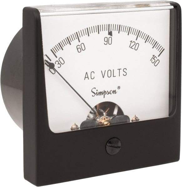 Simpson Electric - Analog, AC Voltmeter, Panel Meter - 60 Hz, 25000 Ohms at 60 Hz, 150 VAC - Top Tool & Supply