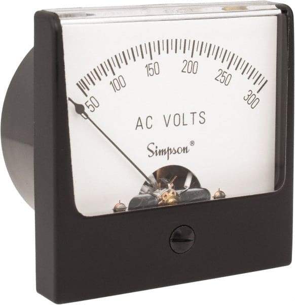 Simpson Electric - Analog, AC Voltmeter, Panel Meter - 60 Hz, 50000 Ohms at 60 Hz, 300 VAC - Top Tool & Supply