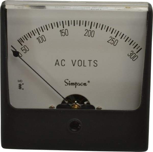 Simpson Electric - Analog, AC Voltmeter, Panel Meter - 60 Hz, 50000 Ohms at 60 Hz, 300 VAC - Top Tool & Supply