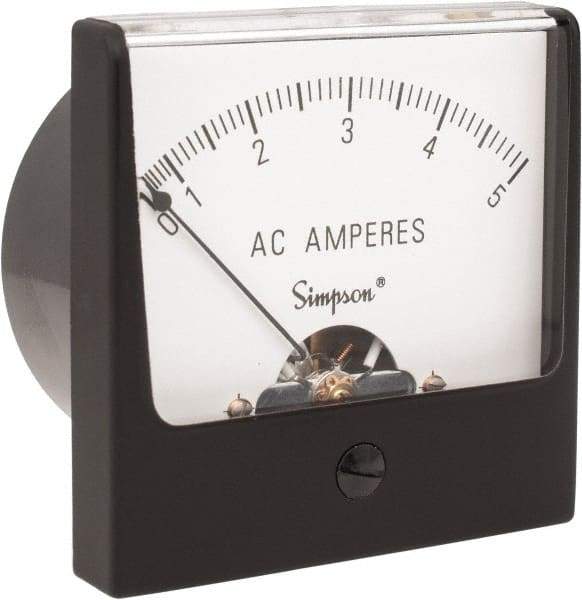 Simpson Electric - Analog, AC Ammeter, Panel Meter - 60 Hz, 0.008 Ohms at 60 Hz - Top Tool & Supply