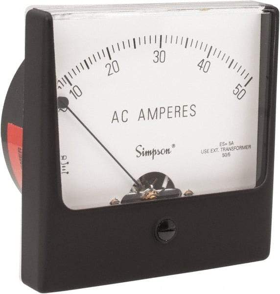 Simpson Electric - Analog, AC Ammeter, Panel Meter - 60 Hz, 0.008 Ohms at 60 Hz - Top Tool & Supply