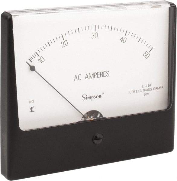 Simpson Electric - Analog, AC Ammeter, Panel Meter - 60 Hz, 0.008 Ohms at 60 Hz - Top Tool & Supply