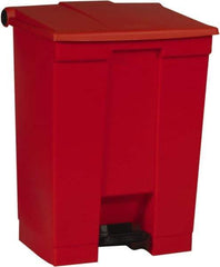 Rubbermaid - 18 Gal Rectangle Unlabeled Trash Can - 26-1/2" High x 19-3/4" Long x 16-1/8" Wide, Red, High-Density Polyethylene - Top Tool & Supply