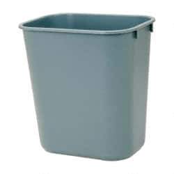 Rubbermaid - 14 Qt Gray Rectangle Trash Can - Polyethylene, 12-1/8" High x 11-3/8" Long x 8-1/4" Wide - Top Tool & Supply