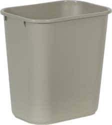 Rubbermaid - 28 Qt Beige Rectangle Trash Can - Polyethylene, 15" High x 14-3/8" Long x 10-1/4" Wide - Top Tool & Supply