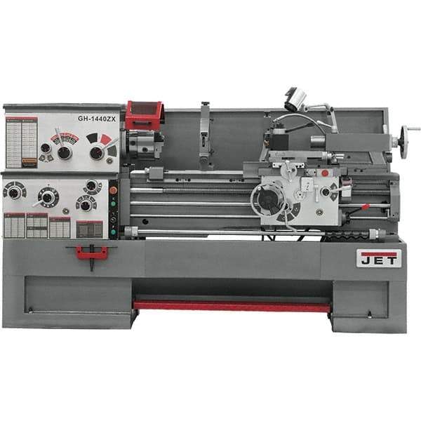 Jet - 14" Swing, 40" Between Centers, 230/460 Volt, Triple Phase Engine Lathe - 7MT Taper, 7-1/2 hp, 42 to 1,800 RPM, 3-1/8" Bore Diam, 40" Deep x 46-7/8" High x 97-1/2" Long - Top Tool & Supply