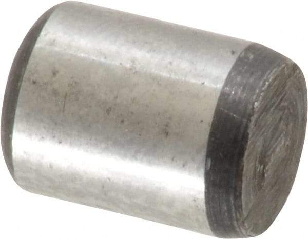 Value Collection - 3/8" Diam x 1/2" Pin Length Grade 8 Alloy Steel Standard Dowel Pin - C 50-58 Hardness, 28,700 Lb Breaking Strength, 1 Beveled & 1 Rounded End - Top Tool & Supply