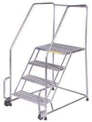 Ballymore - 73" 4 Step Ladder - Tilt & Roll Safety Ladder, 450 Lb Capacity, 40" Platform Height, 30" Base Width x 43" Depth, Heavy-Duty Serrated Grating - Top Tool & Supply