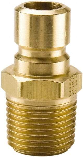 Parker - 3/4 NPTF Brass Hydraulic Hose Male Pipe Thread Nipple - 200 psi, 12 GPM, Series Moldmate - Top Tool & Supply