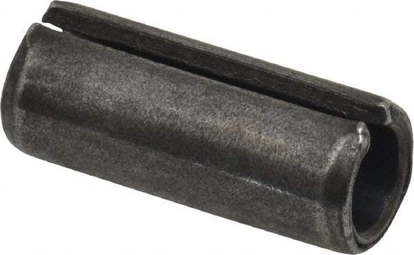 Made in USA - 1/2" Diam x 1-1/4" Long Slotted Spring Pin - Grade 1070-1090 Alloy Steel, Black Oxide Finish - Top Tool & Supply