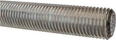 Made in USA - 1-1/4-7 UNC (Coarse), 3' Long, Low Carbon Steel Threaded Rod - Zinc-Plated Finish, Right Hand Thread - Top Tool & Supply