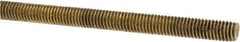 Made in USA - #10-32 UNF (Fine), 3' Long, Brass Threaded Rod - Right Hand Thread - Top Tool & Supply