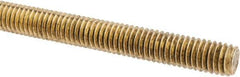 Made in USA - 3/8-16 UNC (Coarse), 3' Long, Brass Threaded Rod - Right Hand Thread - Top Tool & Supply