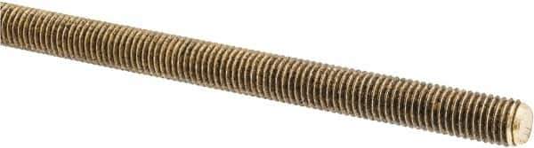 Made in USA - 1/4-28 UNF (Fine), 3' Long, Brass Threaded Rod - Right Hand Thread - Top Tool & Supply