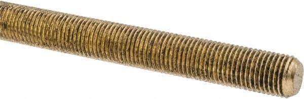 Made in USA - 3/8-24 UNF (Fine), 3' Long, Brass Threaded Rod - Right Hand Thread - Top Tool & Supply