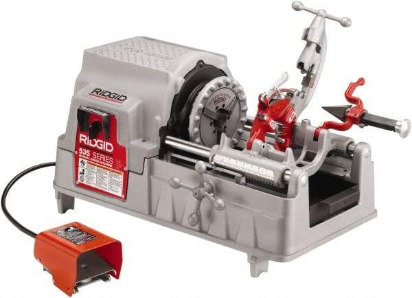 Ridgid - 1/8 to 2 Inch Pipe, 58 RPM Spindle Speed, 2 hp, Pipe Threading Machine - 5 Flute Cone Reamer, 115 Volts - Top Tool & Supply