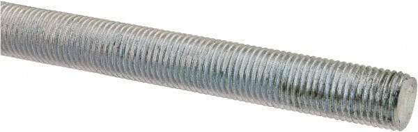 Made in USA - 3/8-24 UNF (Fine), 3' Long, Low Carbon Steel Threaded Rod - Zinc-Plated Finish, Right Hand Thread - Top Tool & Supply