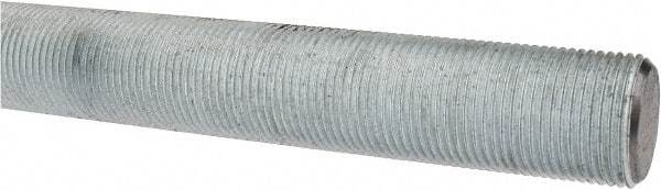 Made in USA - 1-14 UNF (Fine), 3' Long, Low Carbon Steel Threaded Rod - Zinc-Plated Finish, Right Hand Thread - Top Tool & Supply