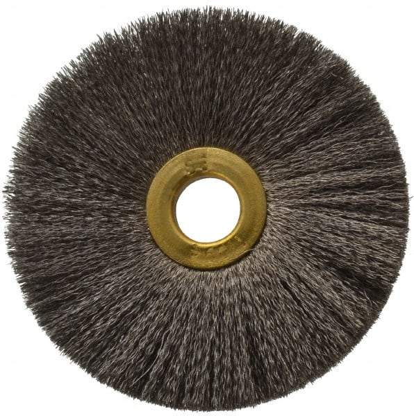 Osborn - 3" OD, 1/2" Arbor Hole, Crimped Stainless Steel Wheel Brush - 1/4" Face Width, 1" Trim Length, 0.005" Filament Diam, 20,000 RPM - Top Tool & Supply